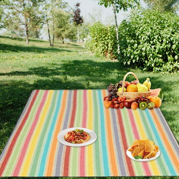 CxhicLuv Cotton Picnic Mat 78.7×59 Inch 3-Layer, Waterproof, Washable – Outdoor Camping Beach Mat, Suitable for Picnics, Beach Trips, Yard Gatherings, Great for Families