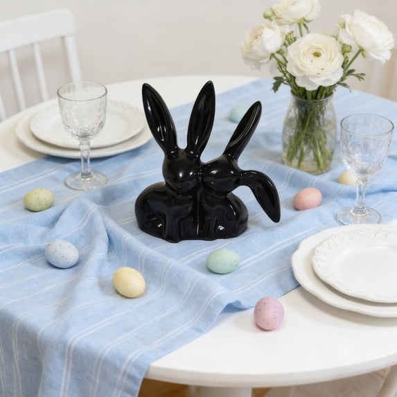 CxhicLuv Couple Bunny Kissing Figurine, Black/Gold Resin Bunny Statues for Easter Decoration, Cute Kissing Bunny Sculpture for Home & Garden, Charming Gift for Family & Friends
