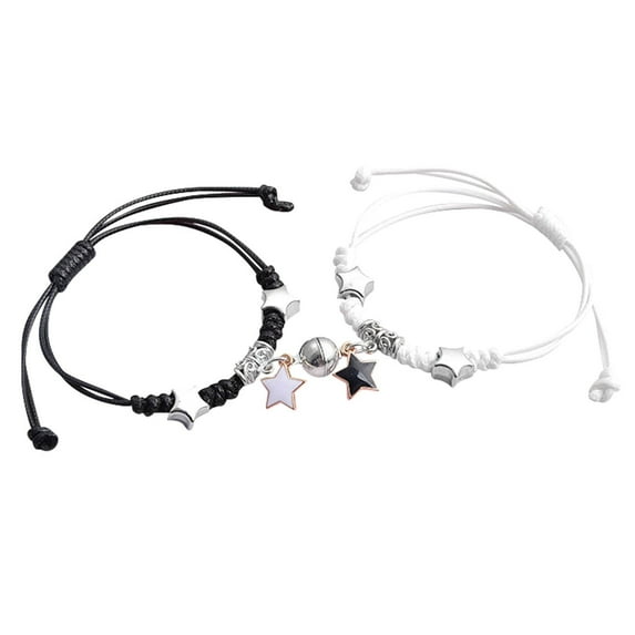 CxhicLuv Couple Magnetic Bracelet Set, 2-Piece Adjustable Alloy Wristbands, Magnetic Buckle Connects Lovers, Perfect for Anniversaries & Valentine’s Day, Meaningful Gift for Couples