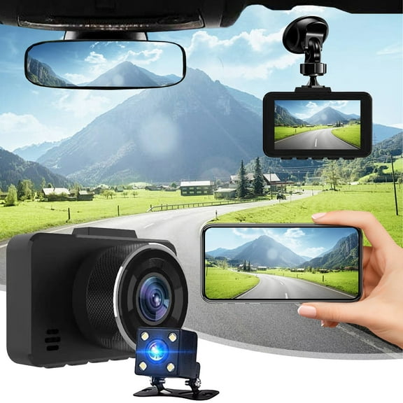 CxhicLuv Dash Camera for Cars, 720P Front and Rear Car Dashboard Recorder with Super Night Vision, Parking Monitor, Motion Detection & Loop Recording for Vehicle Security