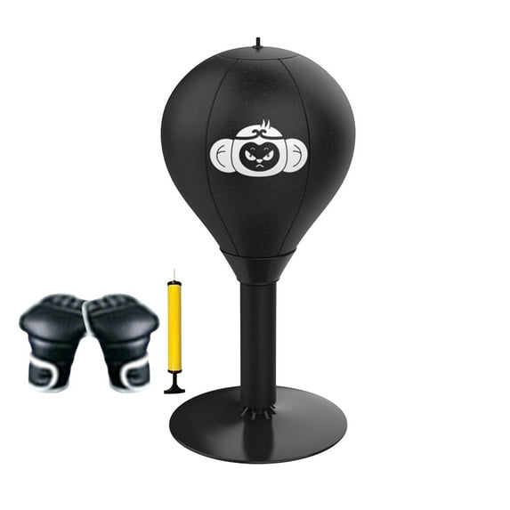 CxhicLuv Desktop Punching Bag Set, 7×15 Inch, Leather, Suction-base, Stress-relief, Offices, Desks, Easy-install & Workout, Funny Gift, Suitable for Stressed Workers, Kids, Black
