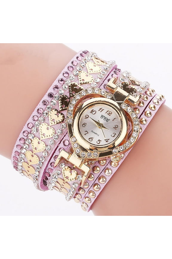 Diamond Bracelet Watch, Women's Jewelry Accessory, Great for Parties, Daily Wear, Gifts, Elegant & Fashionable, Valentine's Day, Christmas, Suitable for Lovers, Friends, Purple