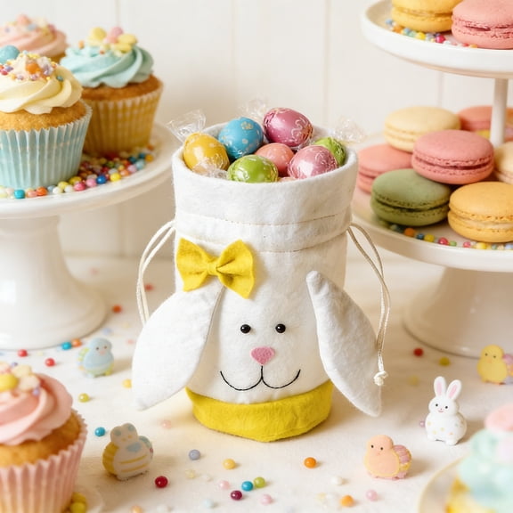 CxhicLuv Easter Bunny Candy Bag, Cute Rabbit Shaped Tote for Easter Egg Hunts, Party Favors, Gift Bags, Kids’ Treat Bags, Easter Gifts, Holiday Decor, Easter Bunny Gifts for Kids