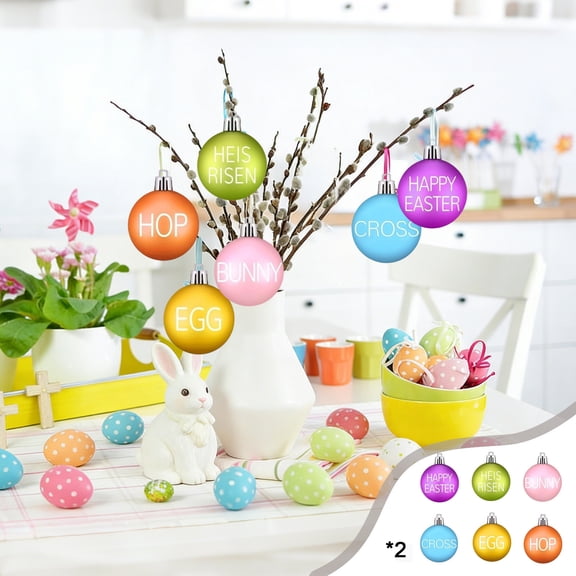 CxhicLuv Easter Spring Hanging Ornaments, 5cm Plastic Ball Decorations, Multi-Color Easter Party Décor, Window & Door Hanging, Easter Holiday Decorations for Home, Fun Easter Ornaments