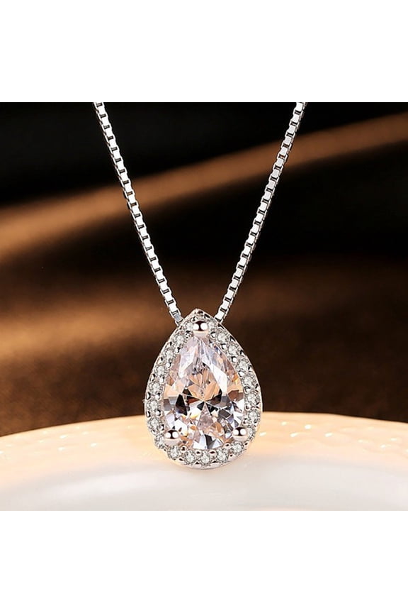 Elegant Silvery Pendant Necklace for Women, Wedding & Party Jewelry with 45cm Adjustable Chain, Shiny Silver Jewelry Gift, Perfect for Evening Events, Glamorous Look for Brides