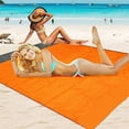 thumbnail image 1 of CxhicLuv Extra Large Beach Mat 79x55 Inch – Sandproof, Waterproof, Quick-Drying with Fixing Rods – Ideal for Beaches, Camping, Family Gatherings, Perfect for Outdoor Enthusiasts, Orange, 1 of 6