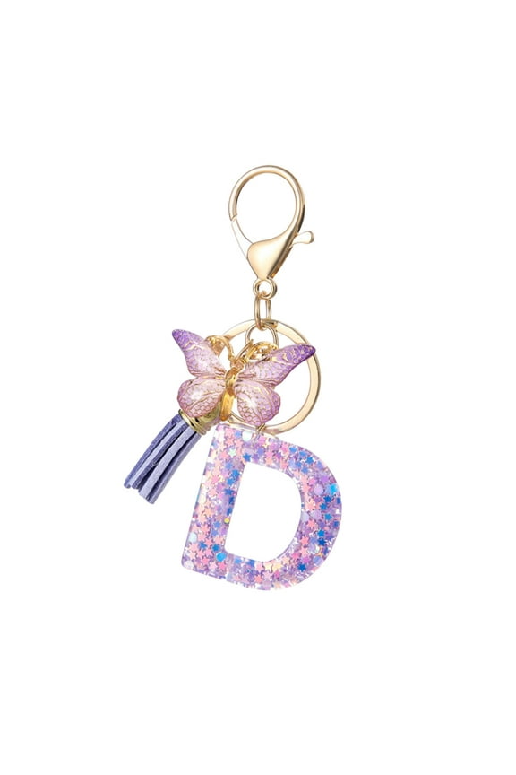 Fashion 26-Letter Keychain, Butterfly Tassel Pendant with Diamond Letters, Elegant Design for Bags & Keys, Gradient Effect Adds Style, Ideal Gift for Fashion Lovers