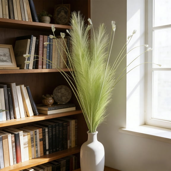 CxhicLuv Faux Pampas Grass with Velvet Texture, Artificial Decorative Grass for Home, Wedding, and Party Decor, Bohemian-Style, 62 cm (24.4 in), Maintenance-Free & Long-Lasting