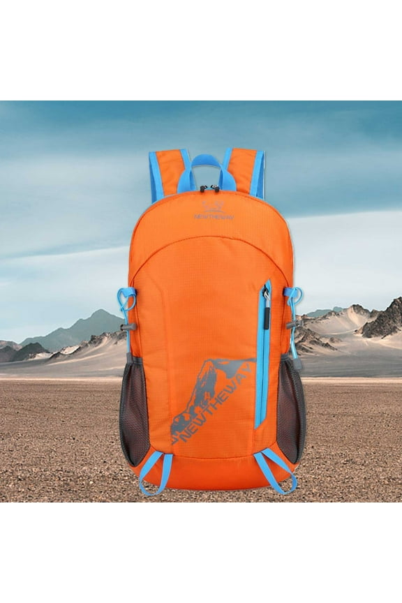 Foldable Hiking Backpack 17.7×11×7.4 Inch – Lightweight, Breathable, Polyester Daypack with Trekking Pole Straps – Ideal for Cycling, Hiking, Perfect for Outdoor Enthusiasts, Orange