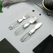 CxhicLuv Folding Camping Cutlery Set 6×0.8 Inch Stainless Steel – Knife-Fork-Spoon with Case, Ideal for Outdoor Travel, Hiking, Picnics, Perfect for Campers