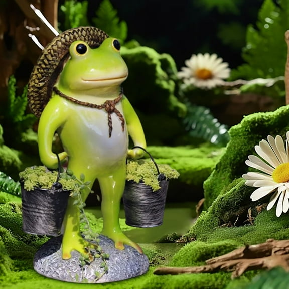 CxhicLuv Frogs Garden Statue, Large Resin Frog Decoration for Garden, Outdoor & Indoor Flower Pot Ornament, Cute Watering Frog for Housewarming Gifts, Perfect for Courtyard & Patio
