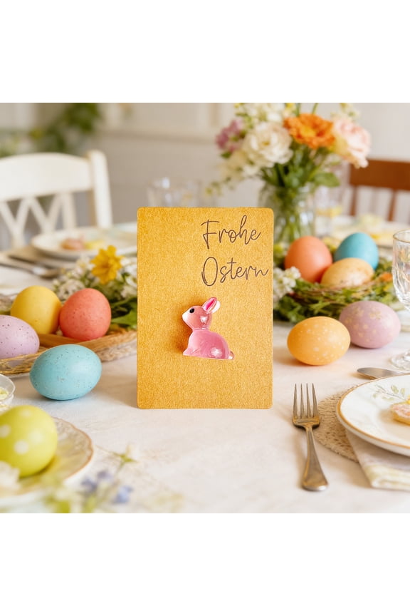 Glowing Easter Bunny Pocket Card, Glow in the Dark Easter Bunny Gift Card, Pocket-Sized Easter Greeting Card, Resin Easter Decorative Keychain for Easter Basket Stuffers