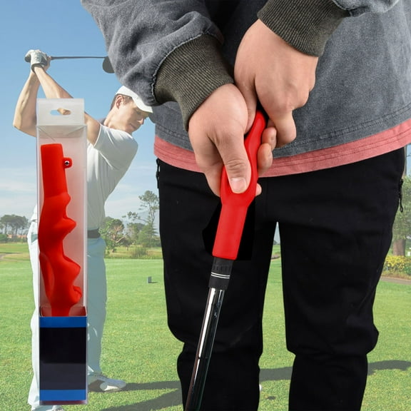 CxhicLuv Golf Grip Corrector 9.5×1.2 Inch Soft Rubber, Ergonomic, Easy-to-Install – Novice Gesture-Training Accessory, Ideal for Golf Practice, Swing Training, Suitable for Beginner Golfers, Red