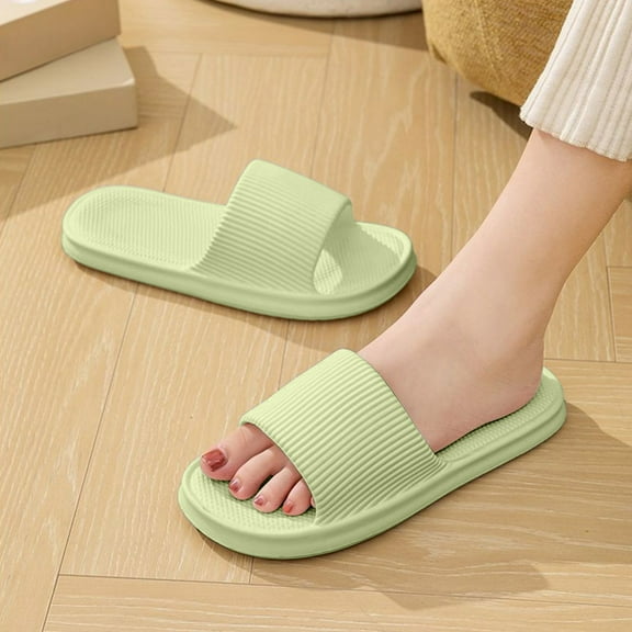 CxhicLuv Green Non-Slip EVA Slippers, 9.8×5.9×1.2 Inch, Thick-Sole, Ergonomic, Soft, Ideal for Bathrooms, Beaches, EVA & Shock-Absorbent, Suitable for Adults, Summer Users