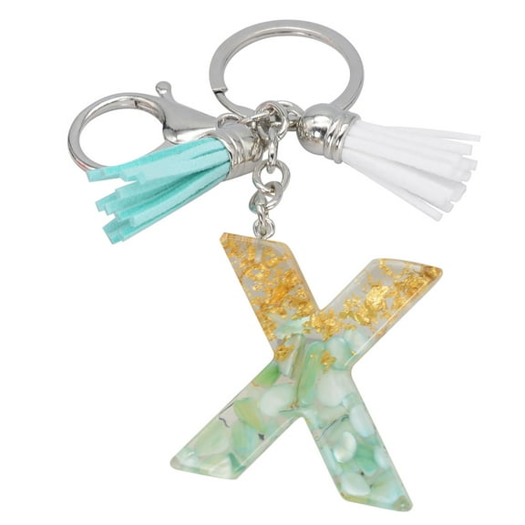 CxhicLuv Green Tassel Letter Keychain, Acrylic Crystal Drop Pendant, Cool Design for Bags & Keys, Thickened Material for Durability, Great Gift for Boys & Teens