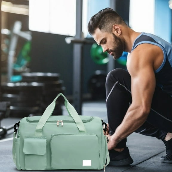 CxhicLuv Gym Bag with Shoe Compartment 17.3×11×7.5 Inch Large-Capacity, Waterproof, Versatile – Dry-Wet Separation Travel Bag, Ideal for Fitness, Sports, Suitable for Men, Women, Travelers, Green
