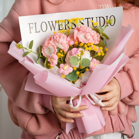 CxhicLuv Hand-woven Rose Bouquet, Crocheted, Long-lasting, Romantic, Ideal for Valentine's Day Gifts, Home Decor, Handcrafted & Meaningful, Birthday Present, Suitable for Girlfriends