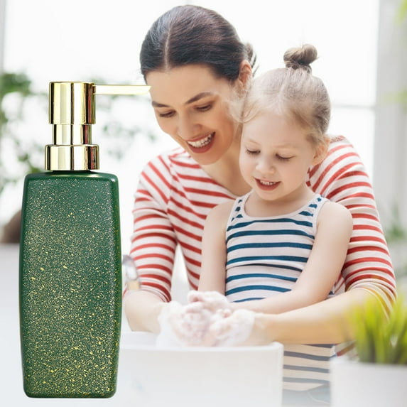 CxhicLuv Hands Sanitizer Bottle, Glass Refill Bottle for Lotion & Soap, Bathroom Household Organizer, Black/White/Blue/Green, Durable Pump Dispenser for Toilet & Sink, Convenient & Practical