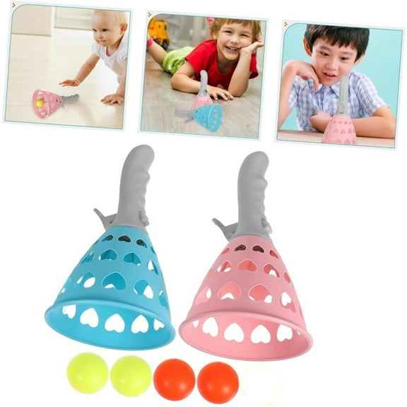 CxhicLuv Heart-Shaped Ball Launchers Toy Set, Safe Kids and Family Catch-and-Throw Game, Indoor Outdoor Fun Activity for Toddlers Children Adults, Soft Plastic Rackets with Breathable Balls
