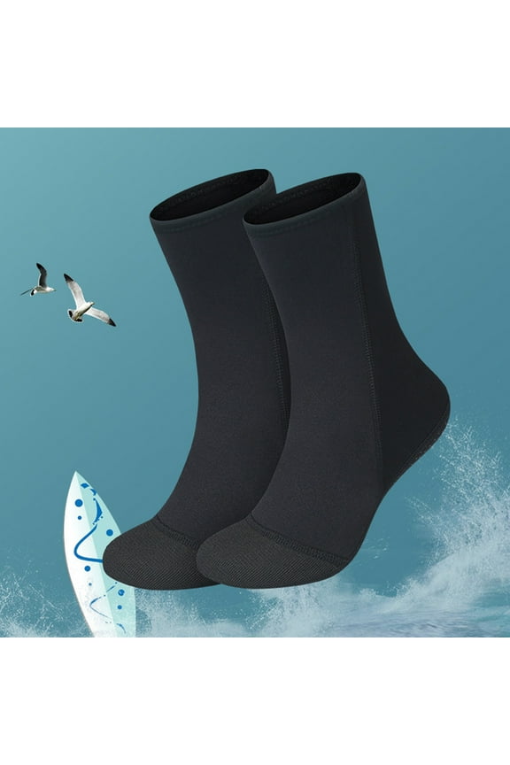 Heavy-Duty Dive Socks, 10.2×6.9×1.2 Inch, Insulating, Grippy, Quick-Dry, Ideal for Snorkeling, Swimming, Chloroprene & Reinforced-Sole, Suitable for Men, Women, Black