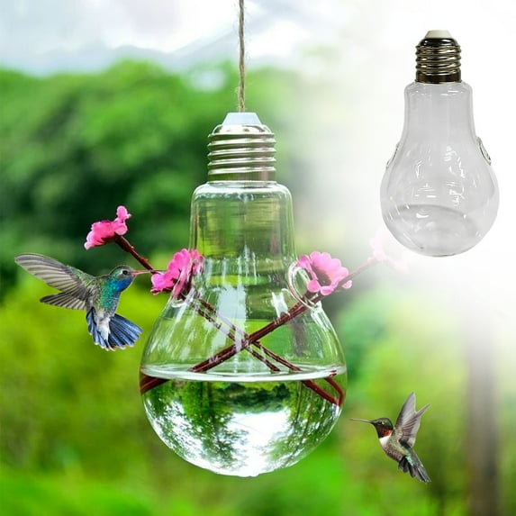 CxhicLuv Hummingbird Glass Feeder, Hand-Blown Glass Feeder for Garden, Transparent Design, Elegant Outdoor Décor to Attract Hummingbirds, Unique Gift for Bird Lovers and Garden Décor Enthusiasts