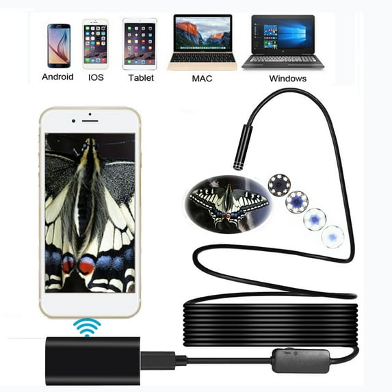 CxhicLuv IP68 Wireless Endoscope WiFi Borescope Camera, 2.0MP HD 1200P Snake Camera with 8 LEDs, Android & iOS Compatible, 1m/3.3ft Inspection Tool for Plumbing, Car & Hard-to-Reach Areas