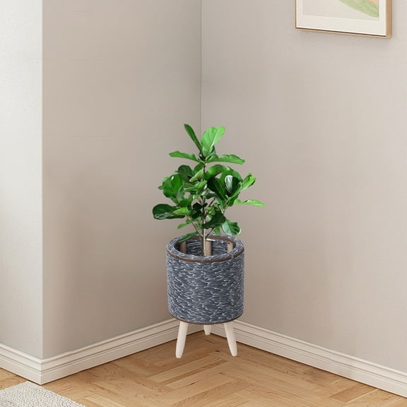 CxhicLuv Imitation Rattan Flower Stand Triangular Support Flowerpot, Woven Pot for Indoor & Office Use, Lightweight Plastic Decorative Pot for Plants, Christmas Decorations for Home & Office