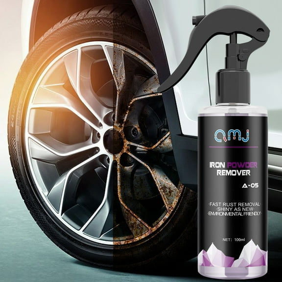 CxhicLuv Iron Powder Remover, Multi-Purpose Car Wheel Rust Remover & Paint Rust Spots Cleaner, 100ml Fast Acting Water-Based Rust Remover Spray for Aluminum & Stainless Steel Surfaces