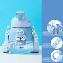 CxhicLuv Kids' Large Belly Water Bottle 8.1×4.9 Inch 1100ml, Plastic, Spacious – Unisex Student Straw Cup with Fashionable Design, Ideal for Outdoor Activities, Suitable for Teenagers, Blue