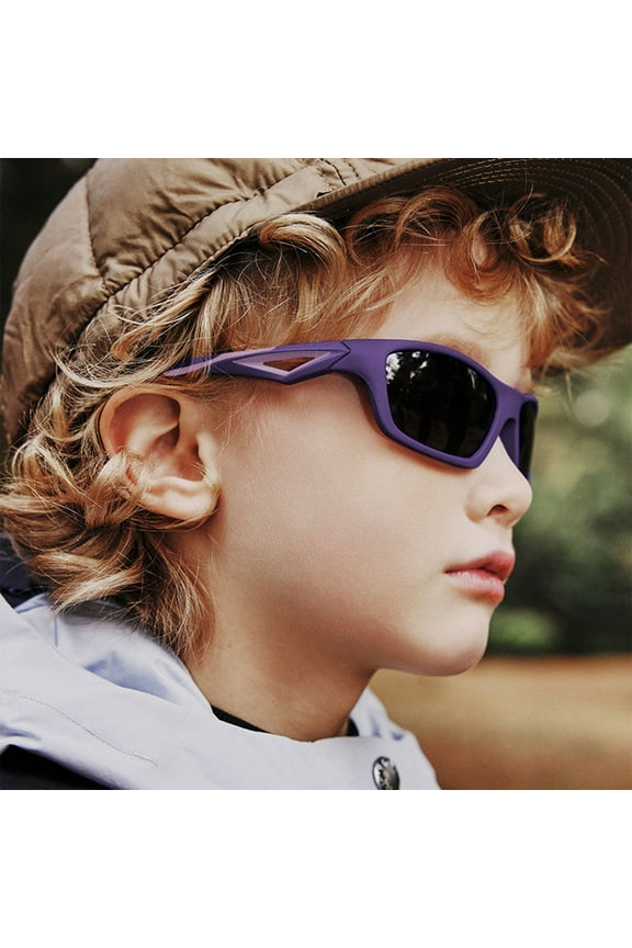 Kids Polarized Sunglasses HD TAC Lenses Wraparound Full Frame UV Protection Lightweight Flexible Plastic Safe Sports Sunglasses for Children Outdoor Cycling Beach Fishing Play
