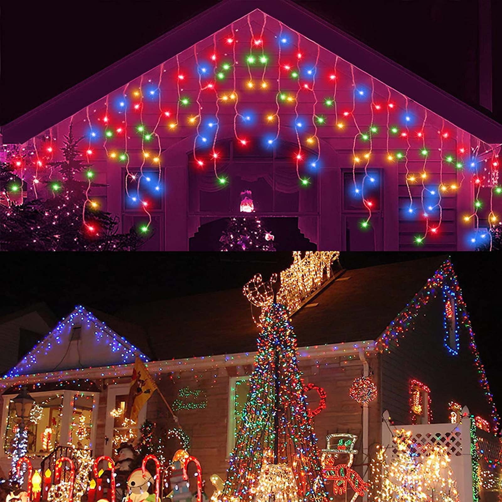 CxhicLuv LED Icicle Lights Curtain, 216 LED Christmas Lights Outdoor