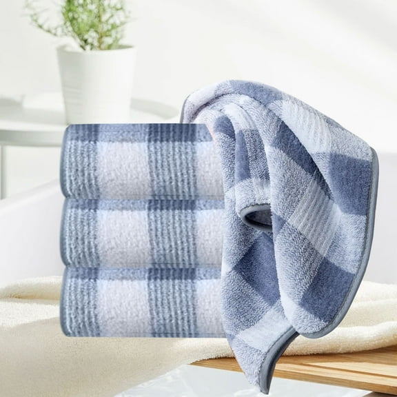 CxhicLuv Large Checkered Corals Fleece Quickly Drying Towel, Highly Absorbent, Soft & Warm, No Lint, No Fading, Perfect for Bathing and Daily Use, Pink/Purple/Dark Blue/Light Blue/Green/Coffee