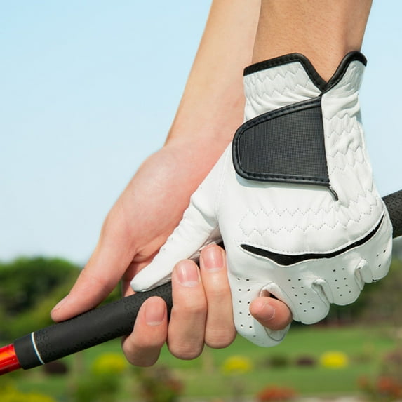 CxhicLuv Left-Hand Golf Gloves Sheepskin, Breathable, Anti-Slip – Durable Gloves for Outdoor Training, Competitions, Ideal for Golf, Suitable for Golfers, Sports Enthusiasts, White