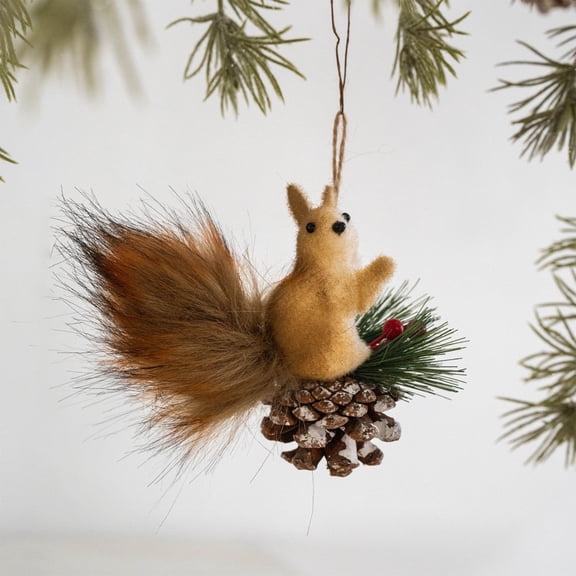 Lifelike Squirrel Christmas Decorations, Realistic Hanging Ornaments for Christmas Tree, Whimsical Holiday Decor, Faux Squirrels Pendant for Home and Festive Party Decorations