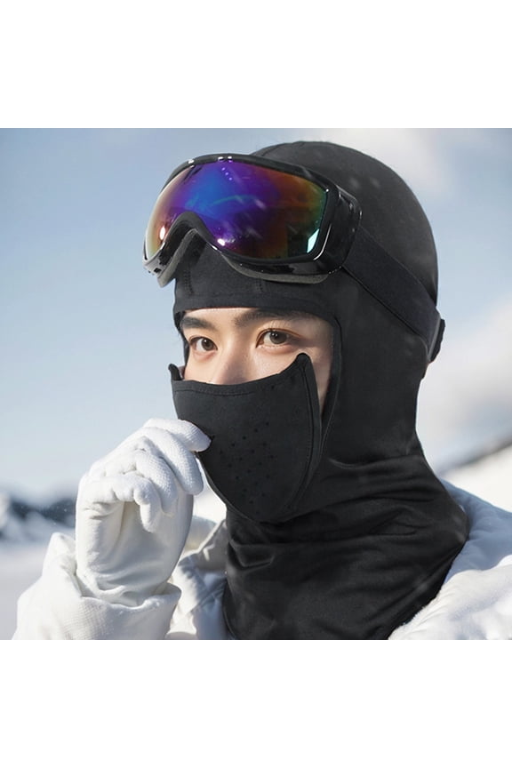 Magnetic Ski Mask Winter Riding Face Cover, Windproof Thermal Motorcycle Balaclava with Magnetic Closure, Milk Silk Outer Fleece Inner, Breathable Ventilation, Reflective Back