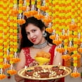thumbnail image 1 of CxhicLuv Marigold Flower Garland, 1.5m Day of the Dead Hanging Decorations, Indian Wedding & Diwali Ornaments, Faux Marigold String Lights for Halloween, Christmas & Party Décor, 1 of 4