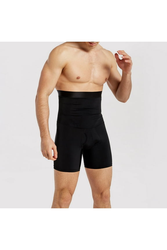 Men's High-Waist Breathable Shaping Shorts Double-Layer Compression, Waist-Lifting Hip Smoothing Support, Non-Slip Grip Lining, Athletic Sculpting Control Briefs for Daily Wear Workouts
