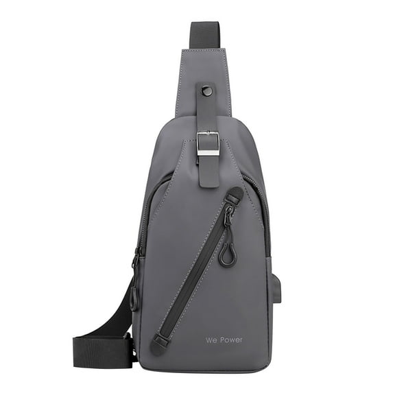 CxhicLuv Men's Outdoor Chest Bag 13×6.7 Inch Water-Resistant, Multi-Pocket, Comfortable – Trendy USB Crossbody Pack, Ideal for Outdoor Activities, Daily Errands, Suitable for Adventure Seekers, Gray