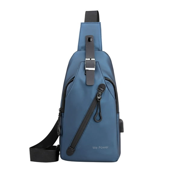 CxhicLuv Men's Outdoor Chest Bag 13×6.7 Inch Water-Resistant, Multi-Pocket, Comfortable – Trendy USB Crossbody Pack, Ideal for Outdoor Activities, Daily Errands, Suitable for Adventure Seekers, Blue