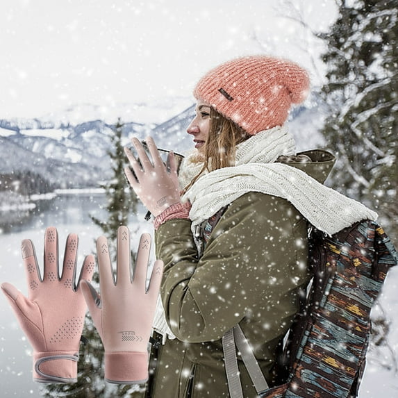 CxhicLuv Men's Winter Touchscreen Driving Gloves, Non-Slip Waterproof Thermal Cycling Gloves, Insulated Cold Weather Outdoor Sports Gloves with Grip Palm, Durable Polyester