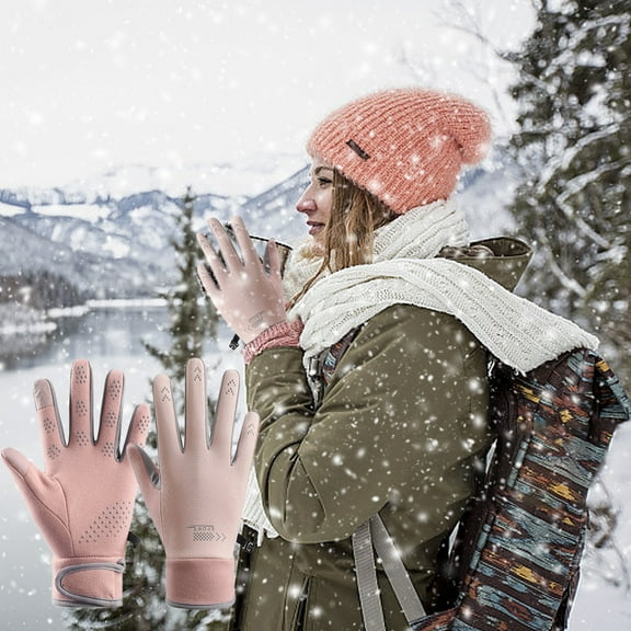 CxhicLuv Men's Winter Touchscreen Driving Gloves, Non-Slip Waterproof Thermal Cycling Gloves, Insulated Cold Weather Outdoor Sports Gloves with Grip Palm, Durable Polyester