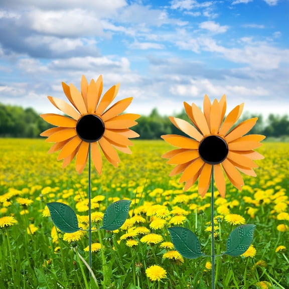 CxhicLuv Metal Sunflower Rotating Windmill, Outdoor Garden Decoration with Weather-Resistant Iron Craft, Wind-Activated Sunflower Design for Courtyards, Sturdy and Dynamic Garden Art