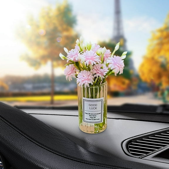 CxhicLuv Mini Car Flower Ornament, Fresh Daisy Flower Vase Car Interior Decor, Christmas Tree Decorations for Car, Aromatherapy Diffuser for Holiday Gifts, Cute Car Center Console Decor