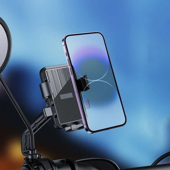 CxhicLuv Mirror Mobile Phone Stand, Universal Navigation Holder for Cars, Motorcycles & Bicycles, 360° Adjustable Mount for Phones 4.7-6.7 Inches, Shock Absorbing Design for Safe Hands-Free Use