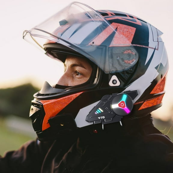 CxhicLuv Motorcycle Bluetooth Headset, Auto Helmet Earphones, 5.3 RGB Lighting Noise Reduction, Motorcycle Electronic Accessories, Clear Calls & Music for Stylish Riders, Bikers