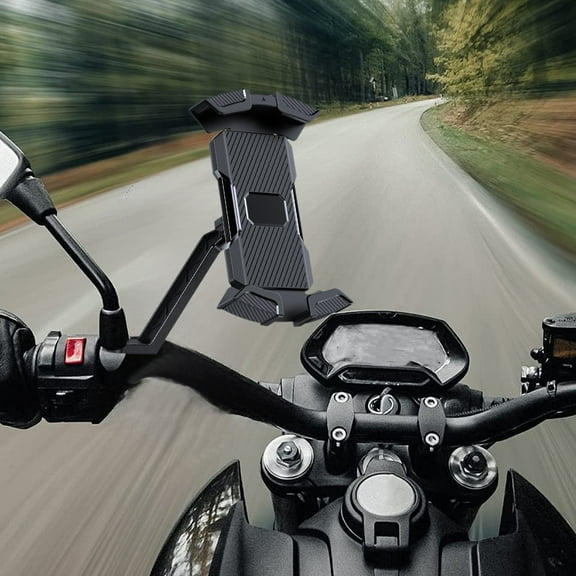CxhicLuv Motorcycle Phone Mount, Auto Navigation Holder, Black Shockproof 360° Rotation Mirror Mount, Motorcycle Accessories Kit, Secure Phone Navigation for Motorcyclists, Riders, Black