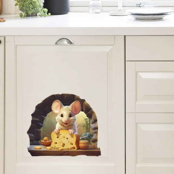 CxhicLuv Mouse Hole 3D Wall Stickers, Kitchen & Living Room Corner Wall Decals, Fun Mice Design for Christmas & Holiday Decor, Easy-to-Apply Playful Wall Stickers for Kids & Adults