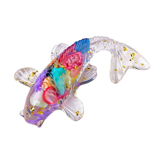 CxhicLuv Natural Crystal Fish Decoration, Gravel Glue Design, Ideal for Home, Car Interiors, Exquisite & Durable, Suitable for Crystal Enthusiasts, Decor Lovers, 2.6x1.4 Inches