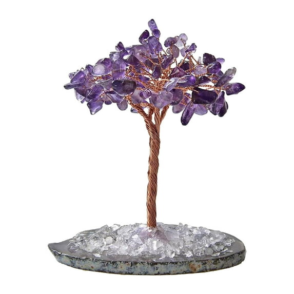 CxhicLuv Natural Quartz Crystal Money Tree, Feng Shui Bonsai Tree with Agate Base, Healing Crystal Decoration for Wealth, Success & Christmas Home Décor, Ideal for Office & Living Room