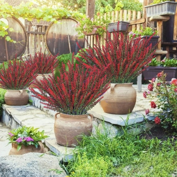 CxhicLuv Outdoor Artificial Hanging Plants, Colorful Faux Greenery for Gardens & Porches, Realistic Flowers for Christmas, Wedding, Home Décor, Holiday Outdoor Decorations (10 Pcs)